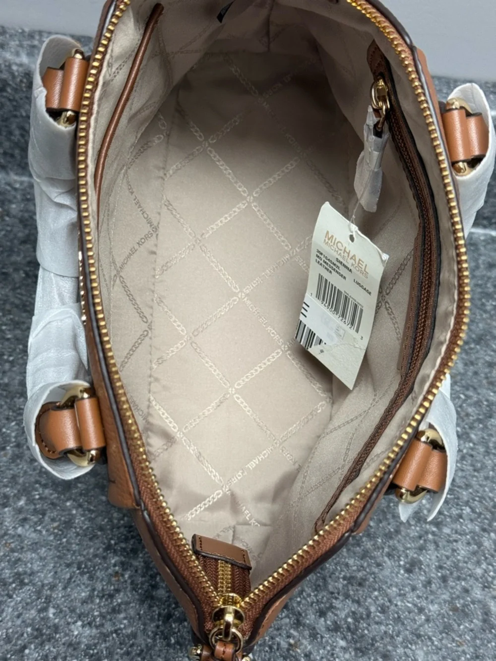 NWT Michael Kors Small Sienna Brown Leather Satchel TopHandle/Crossbody Bag $328 - Picture 15 of 16